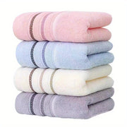 Soft Cotton Face Towels Pink and Blue Striped 32x72cm Absorbent Skin-Friendly