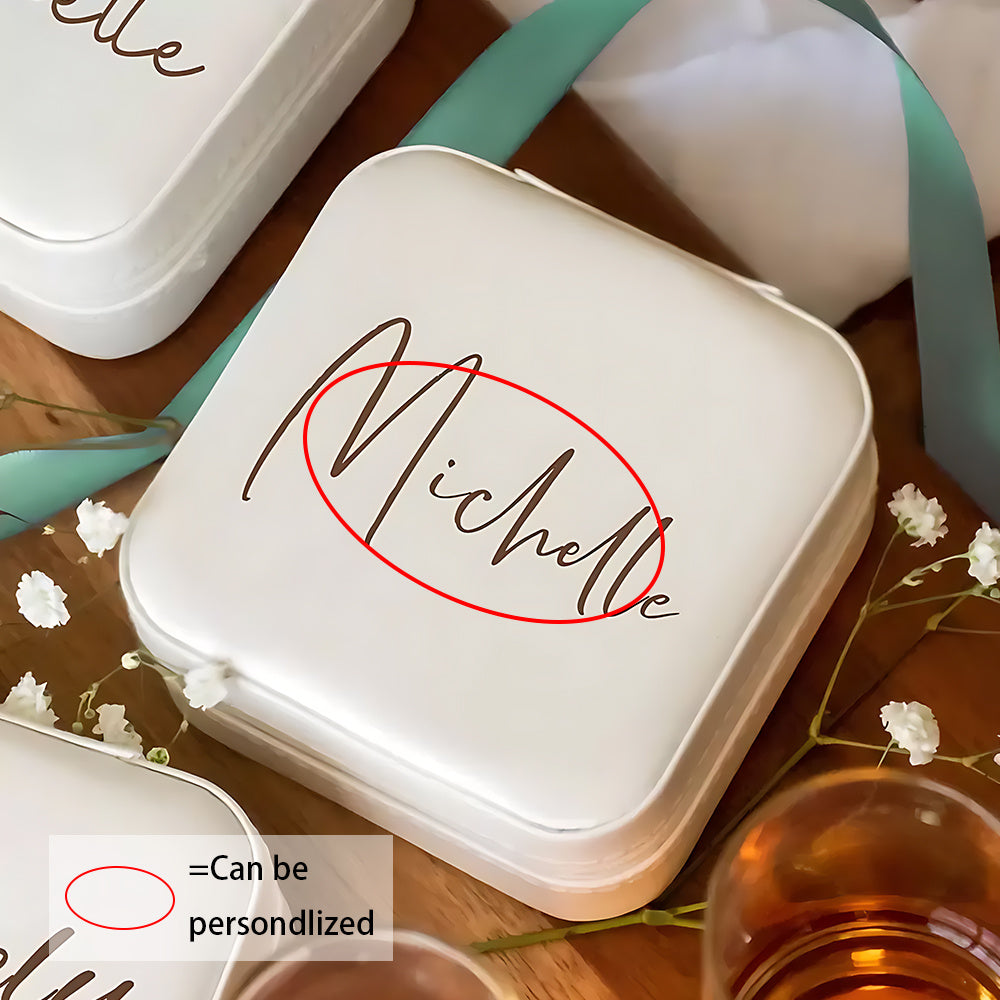 Персонализированная шкатулка для украшений для женщин с цветочным дизайном, органайзер из кожзама, подарок на День святого Валентина, годовщину