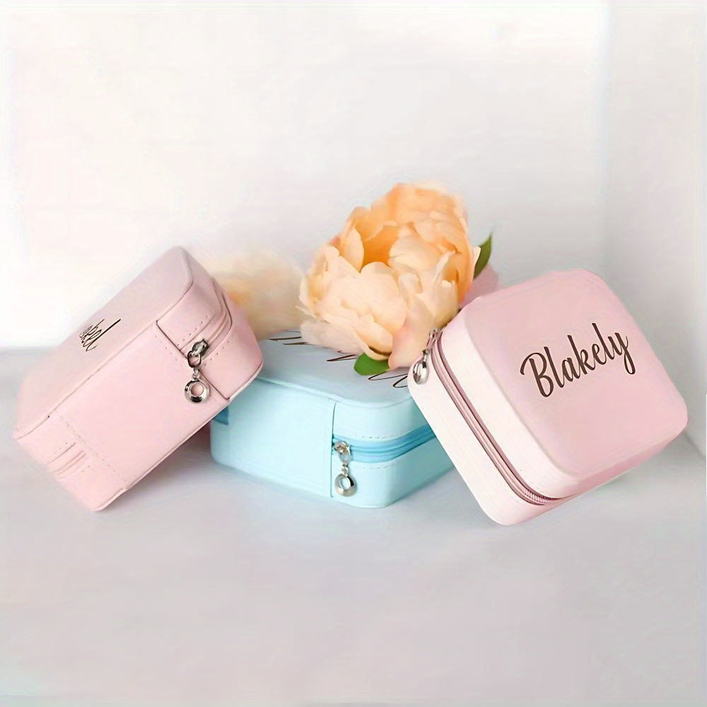 Персонализированная шкатулка для украшений для женщин с цветочным дизайном, органайзер из кожзама, подарок на День святого Валентина, годовщину