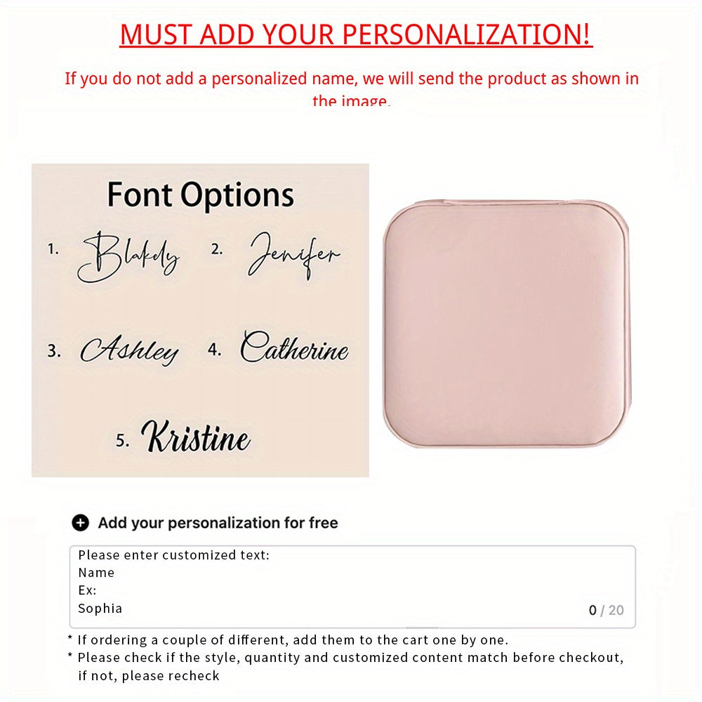 Персонализированная шкатулка для украшений для женщин с цветочным дизайном, органайзер из кожзама, подарок на День святого Валентина, годовщину