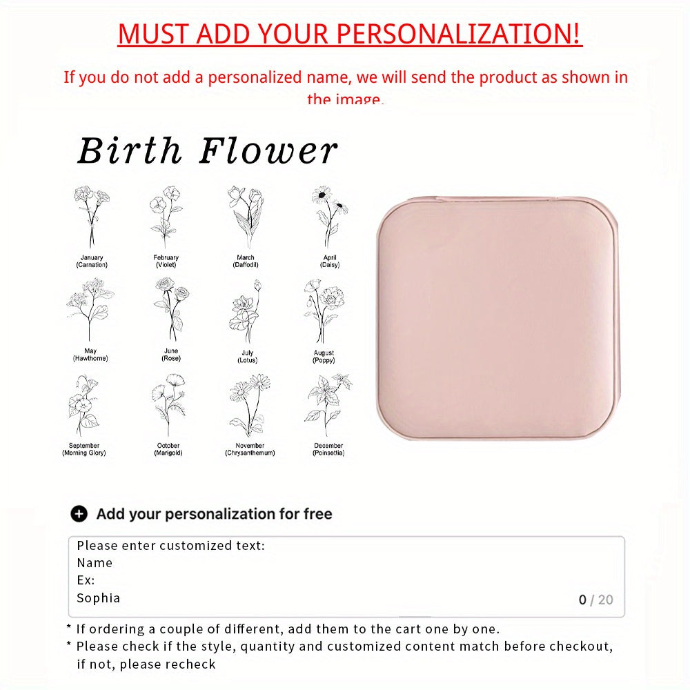 Personalized Jewelry Box for Women Gift Storage Organizer for Travel and Special Occasions