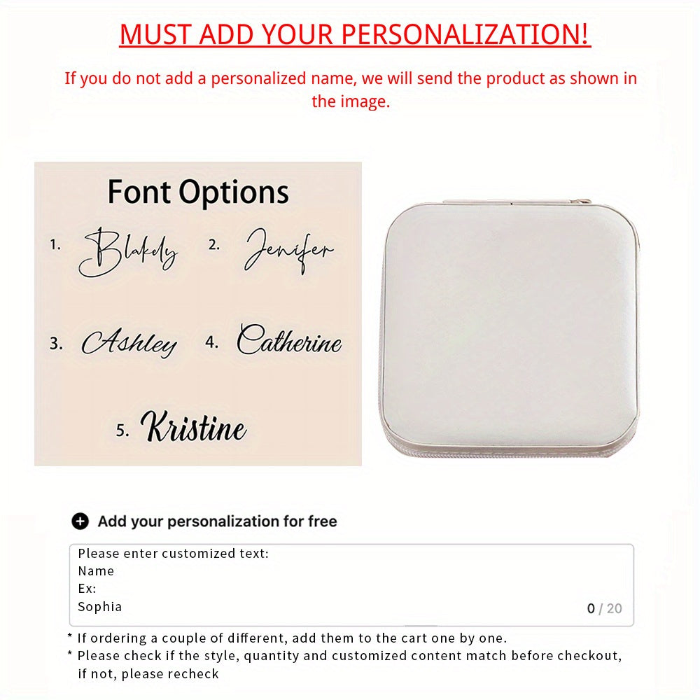 Персонализированная шкатулка для украшений для женщин с цветочным дизайном, органайзер из кожзама, подарок на День святого Валентина, годовщину