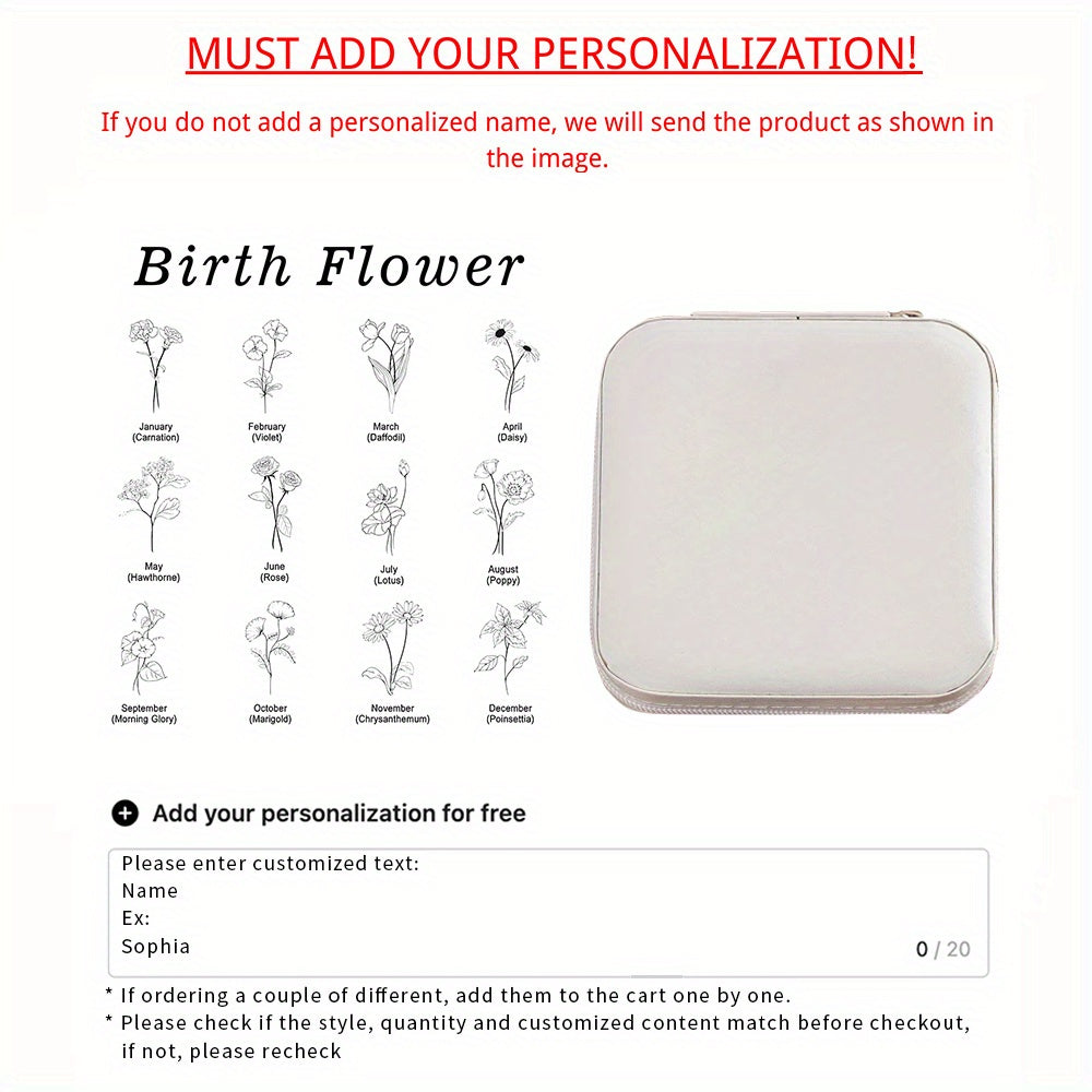 Personalized Jewelry Box for Women Gift Storage Organizer for Travel and Special Occasions