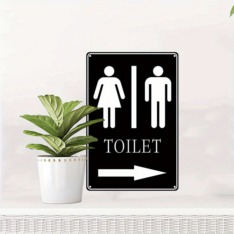 Aluminum Wall Decor Sign 8x12 Inches Bathroom Restroom Unisex Braille Arrow