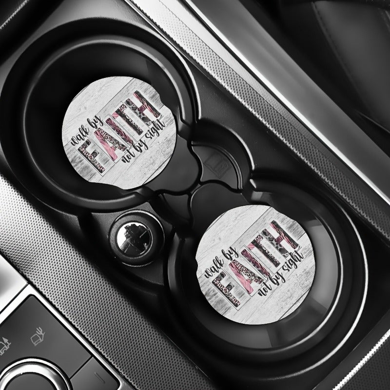 2pcs Absorbent EVA Car Cup Holder Coasters for Vehicle and Desk Use