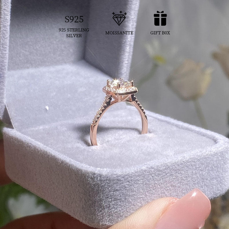 1 Carat Moissanite Engagement Ring for Her Non-Allergenic Silver Gift Box