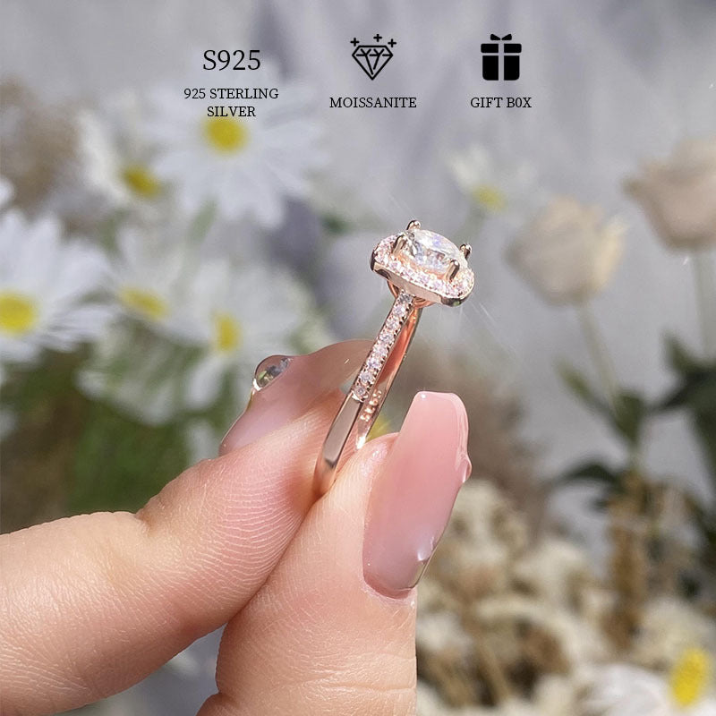 1 Carat Moissanite Engagement Ring for Her Non-Allergenic Silver Gift Box
