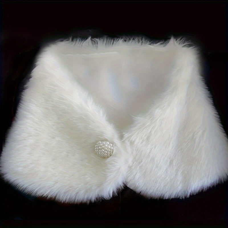 Women's White Faux Fur Shawl Bridal Cape for Autumn Winter Elegant Wedding Accessory