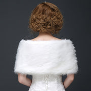 Women's White Faux Fur Shawl Bridal Cape for Autumn Winter Elegant Wedding Accessory