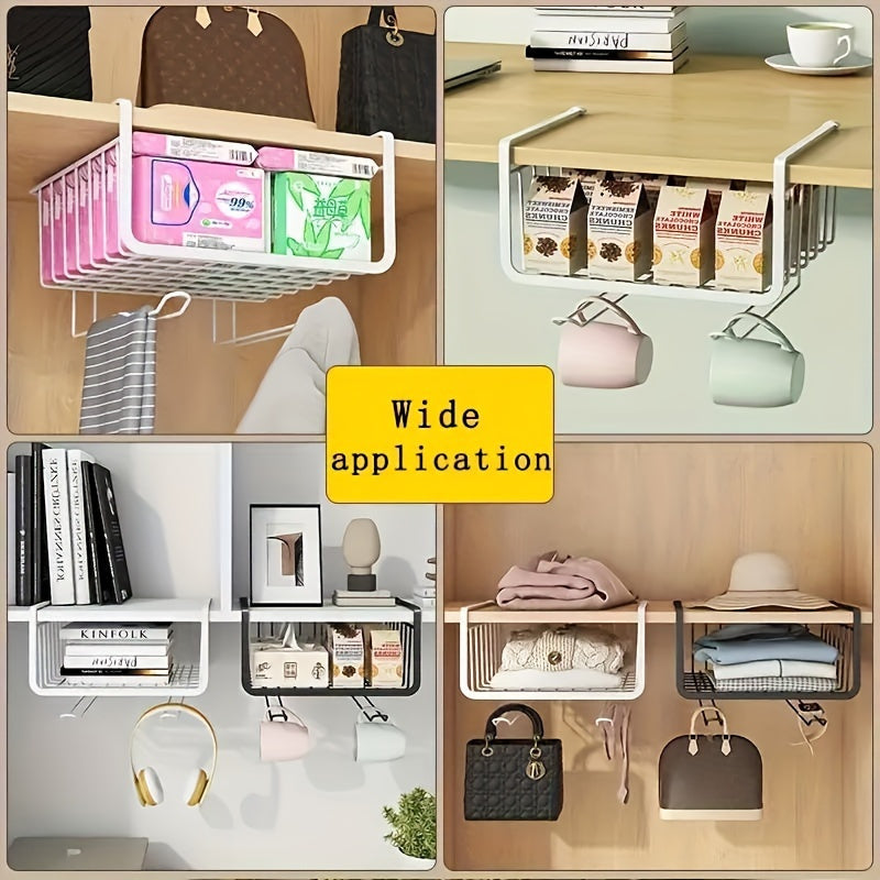 Stainless Steel Desk Organizer with Hanging Basket and Paper Roll Holder