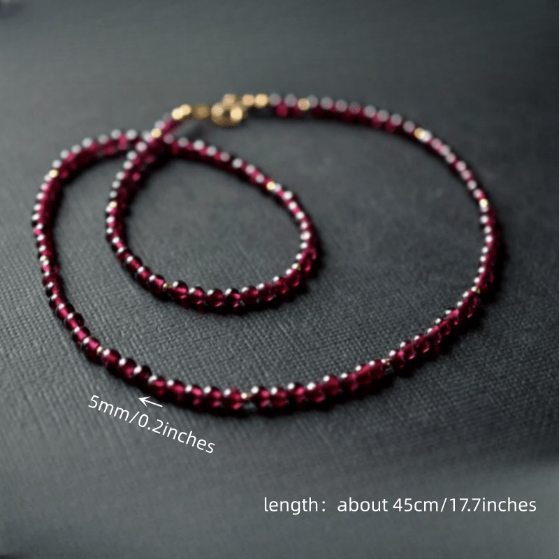 Red Garnet Beaded Necklace Minimalist Gemstone Jewelry for Women