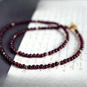 Red Garnet Beaded Necklace Minimalist Gemstone Jewelry for Women