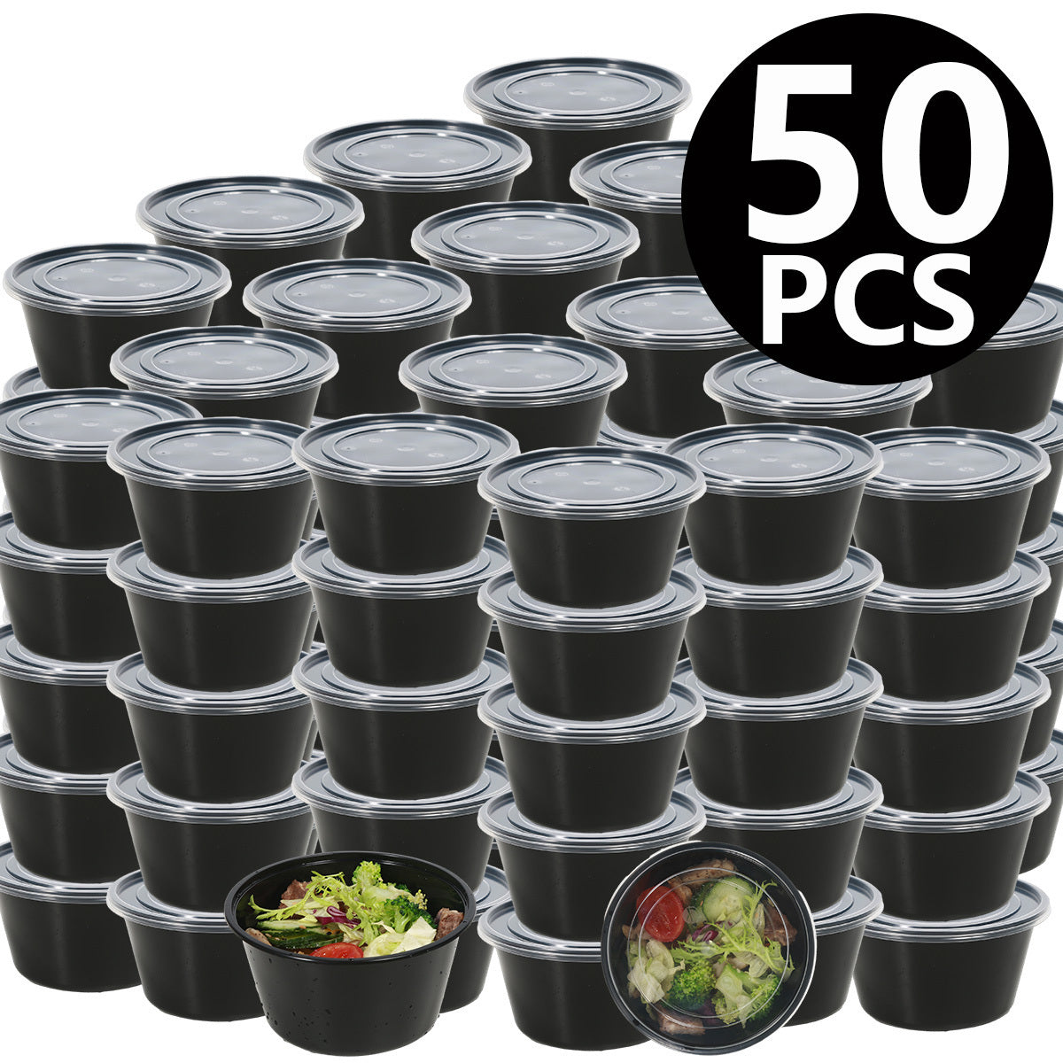50 Pack Plastic Meal Prep Containers with Lids 450ml To Go Lunch Boxes