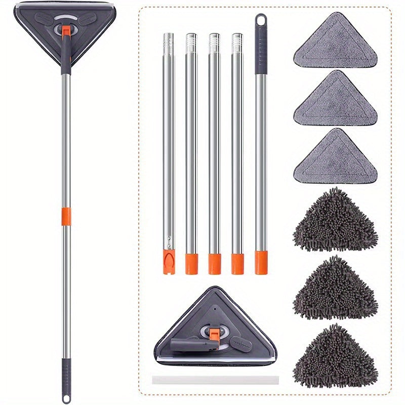 360° aylanuvchi uzun tutqichi 215.9 sm bo'lgan kengaytiriladigan devor tozalash mop - yotoqxona, hammom va yashash xonasidagi shiftlar, derazalar va pollarni tozalash uchun 6 ta mikro tolali pad bilan birga keladi.