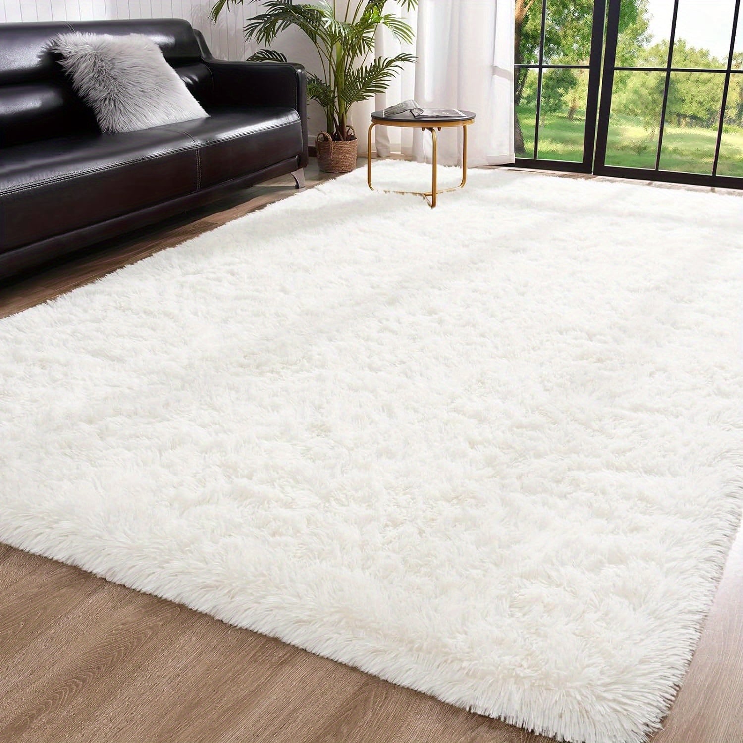 Long Plush Fleece Carpet Rug with Non-Slip Bottom, Tie-Dye Nordic Style Floor Mat