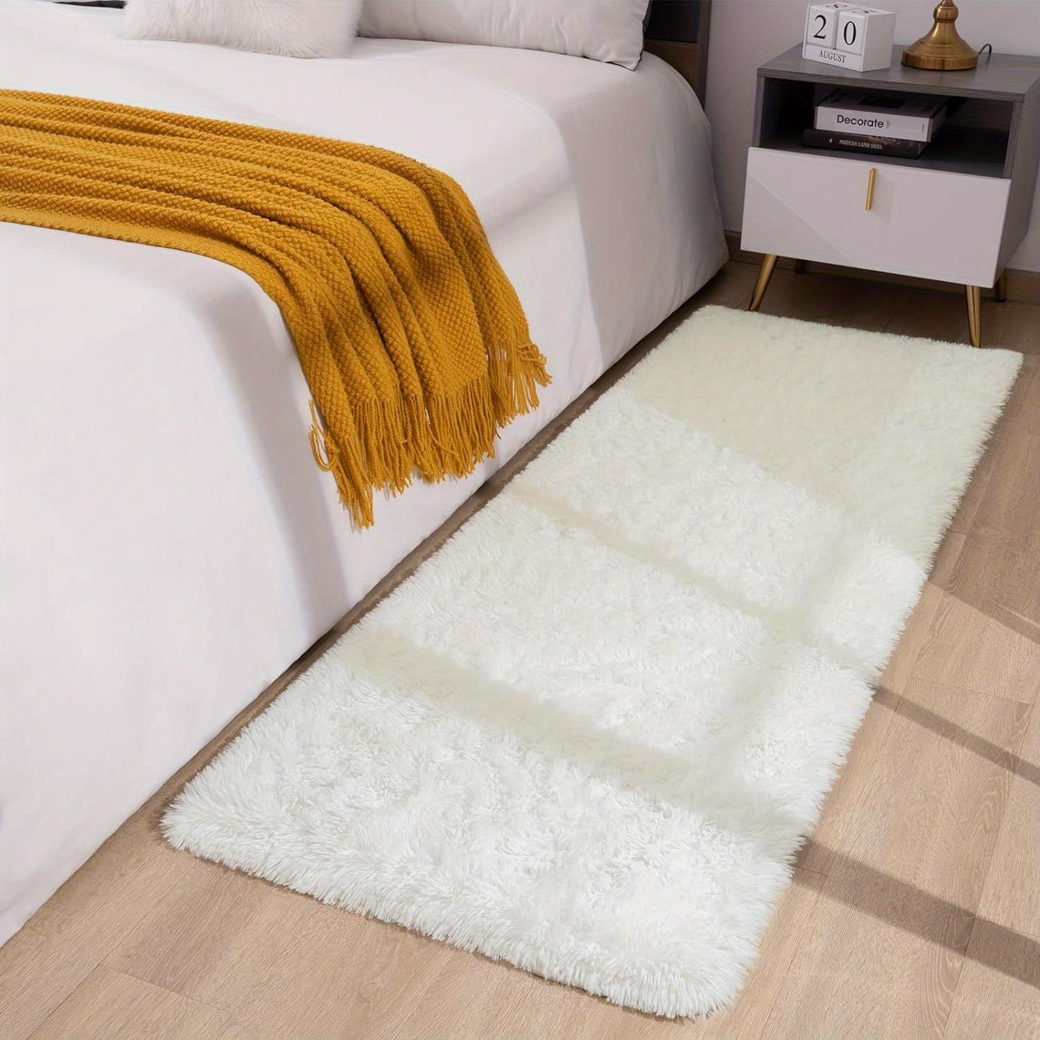 Long Plush Fleece Carpet Rug with Non-Slip Bottom, Tie-Dye Nordic Style Floor Mat