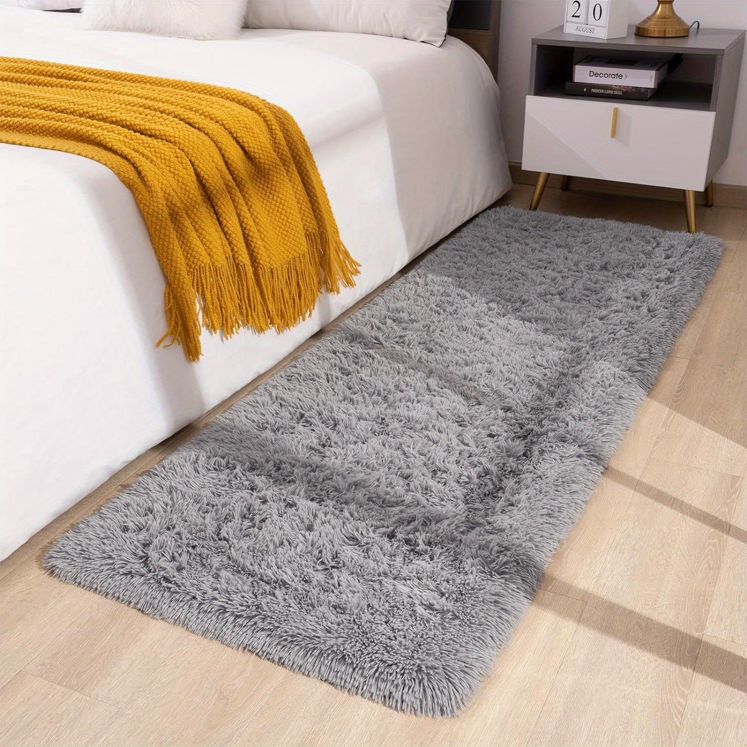 Long Plush Fleece Carpet Rug with Non-Slip Bottom, Tie-Dye Nordic Style Floor Mat