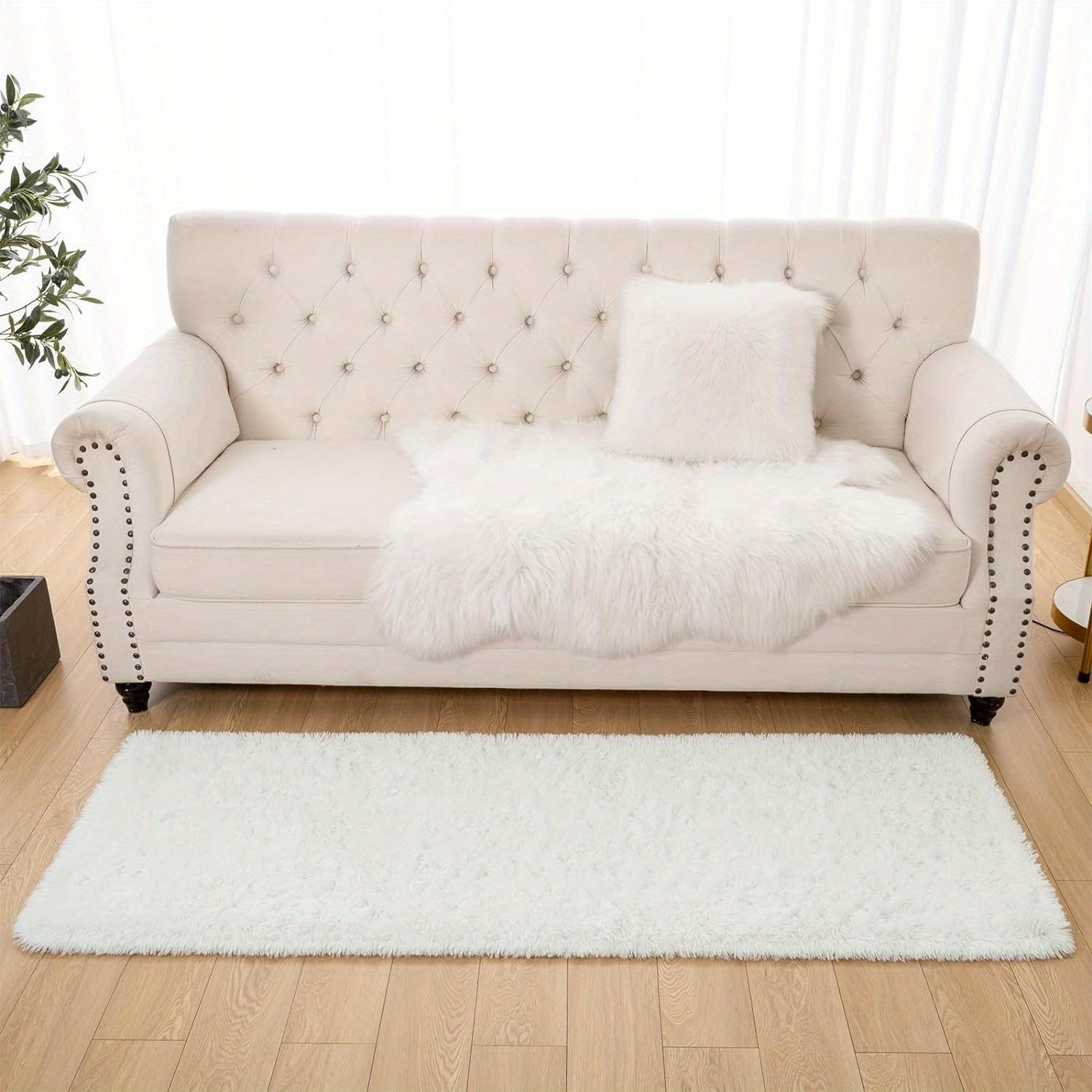 Long Plush Fleece Carpet Rug with Non-Slip Bottom, Tie-Dye Nordic Style Floor Mat