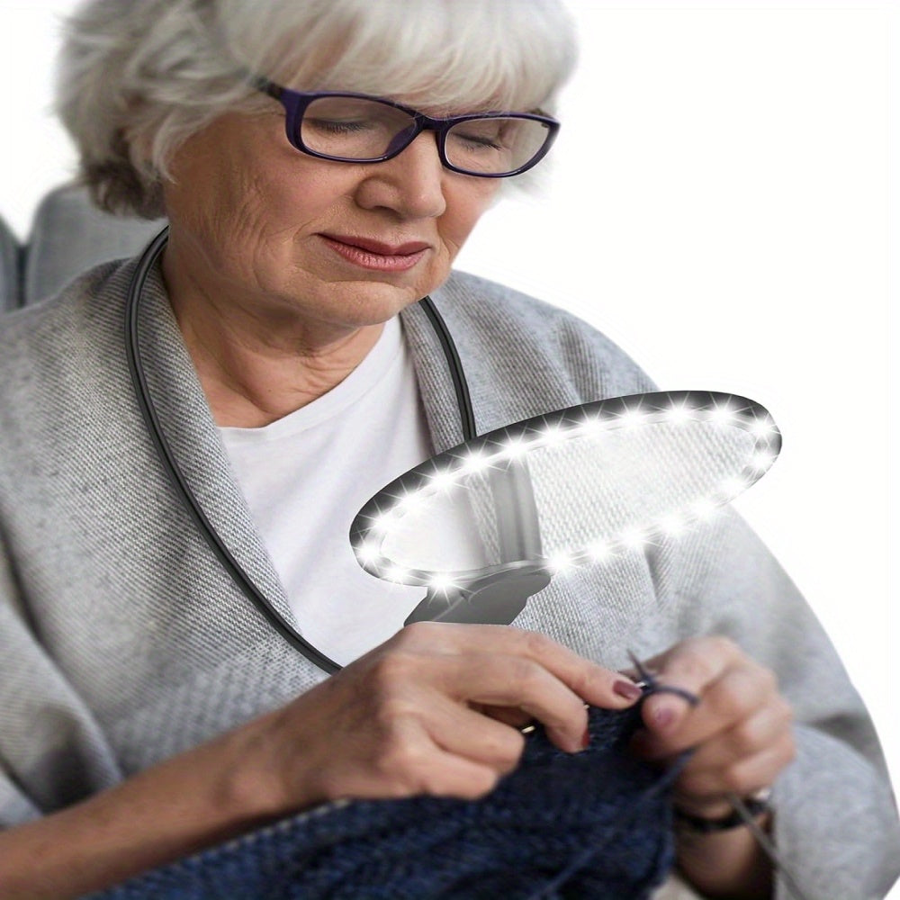 LED Magnifying Glass with Adjustable Brightness and 10000mAh Rechargeable Battery for Reading Sewing Crafts