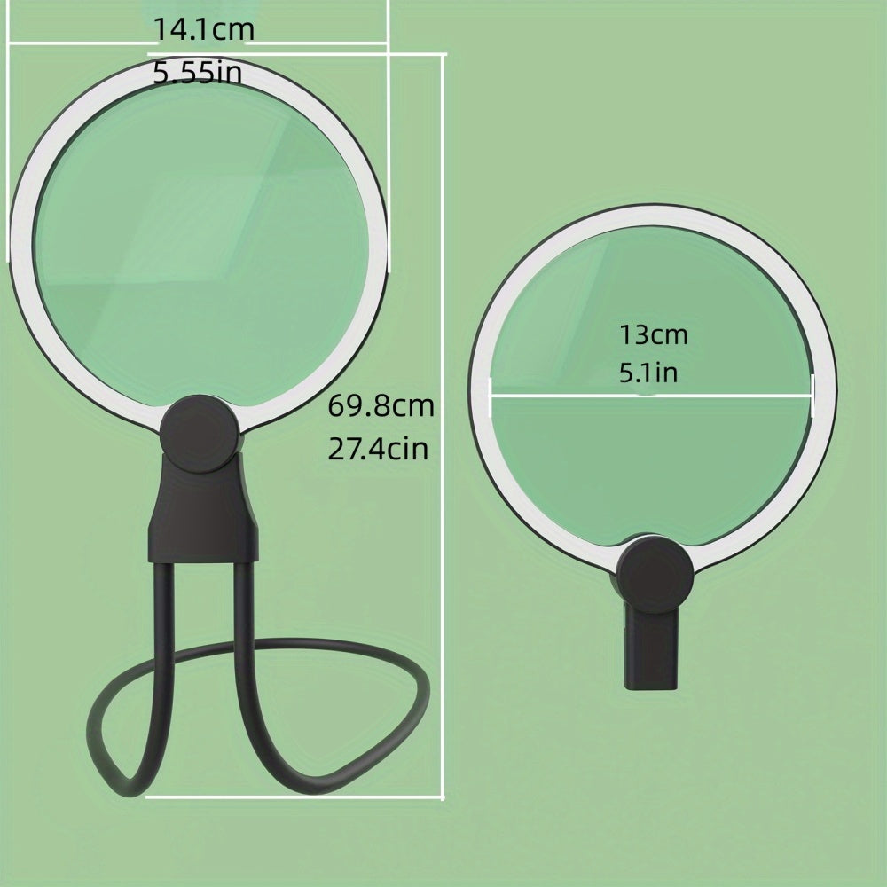 LED Magnifying Glass with Adjustable Brightness and 10000mAh Rechargeable Battery for Reading Sewing Crafts