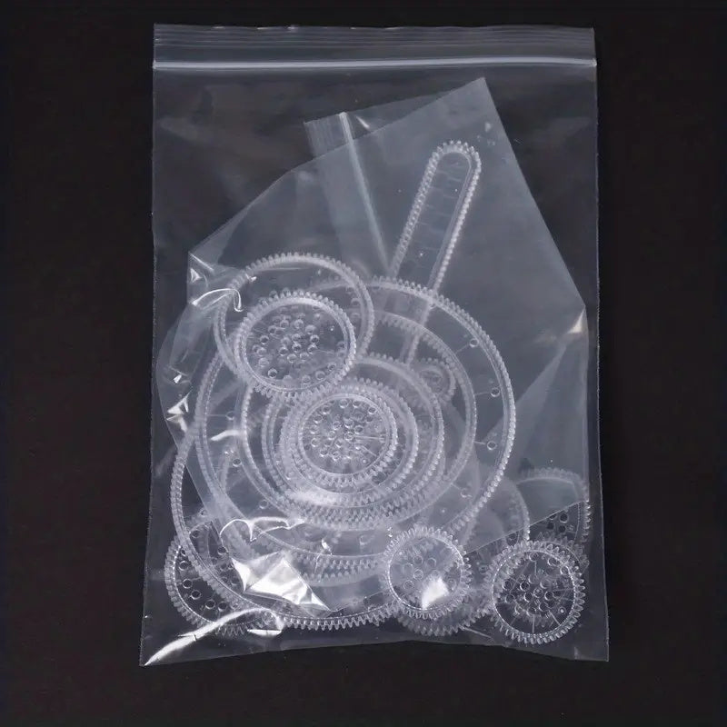 22-Piece Transparent Ruler Set for Spiral Diagram Drawing with Magic Templates