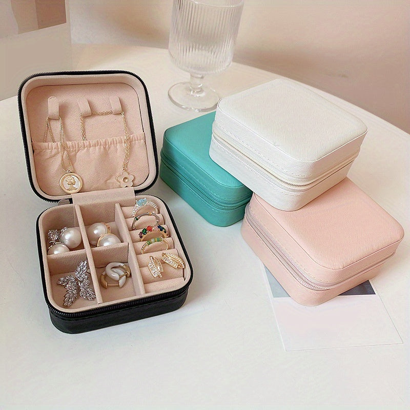 Caja organizadora de joyas de viaje para almacenamiento de collares y anillos