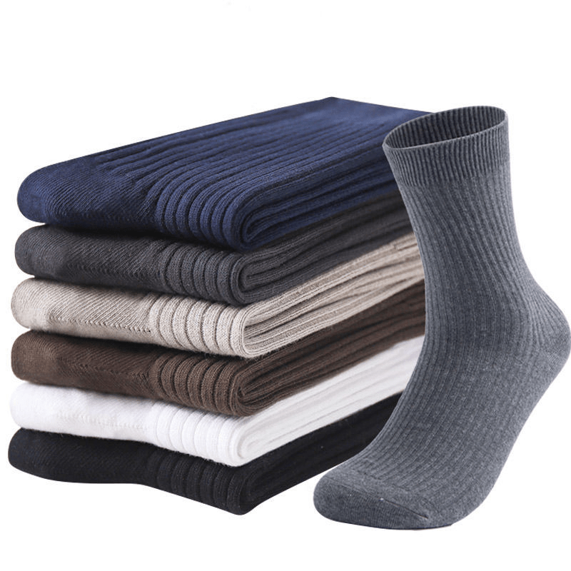 Men's Cotton Blend Crew Socks 5 Pairs Anti-Odor Breathable All Seasons