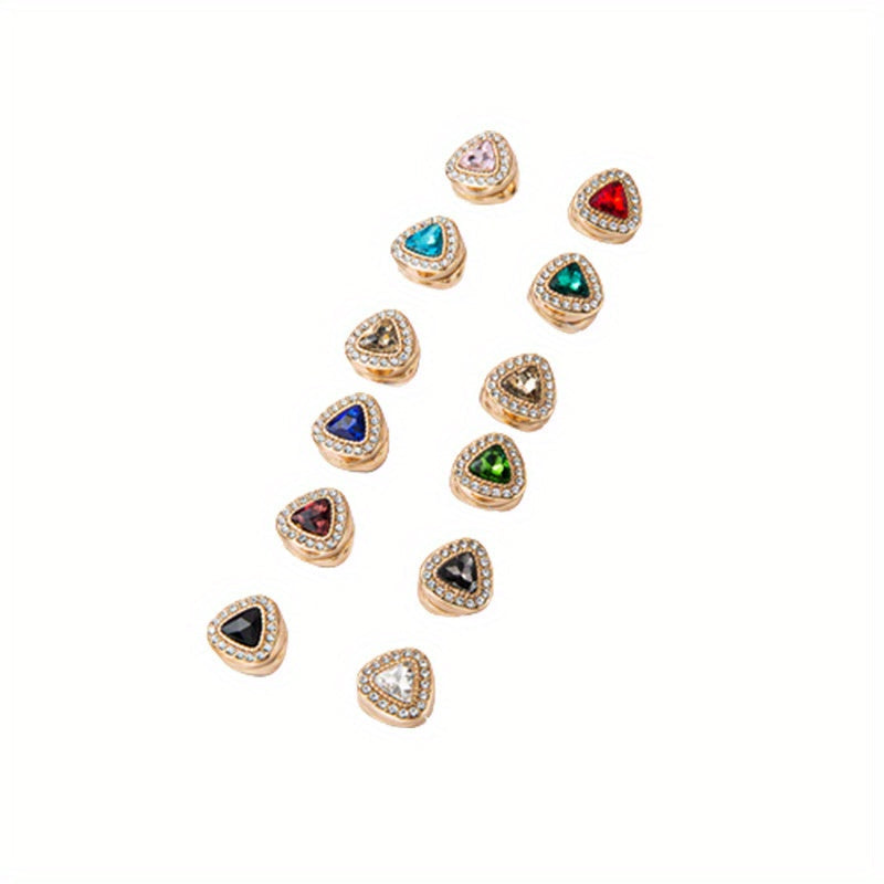 Rang-barang yurak shaklidagi magnitli hijab ignalari, rhinestones bilan, 12 ta to'plam