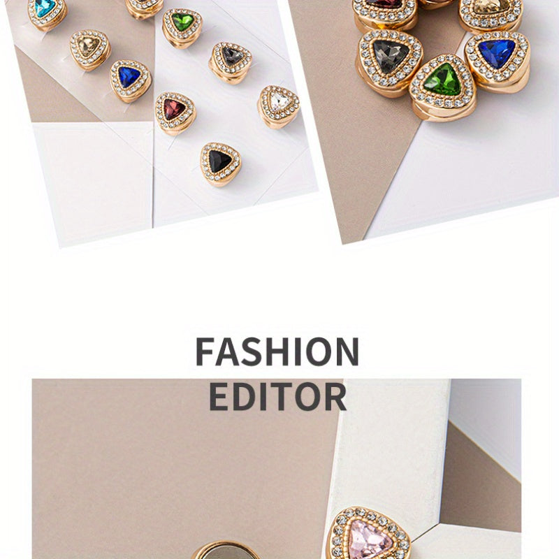 Rang-barang yurak shaklidagi magnitli hijab ignalari, rhinestones bilan, 12 ta to'plam