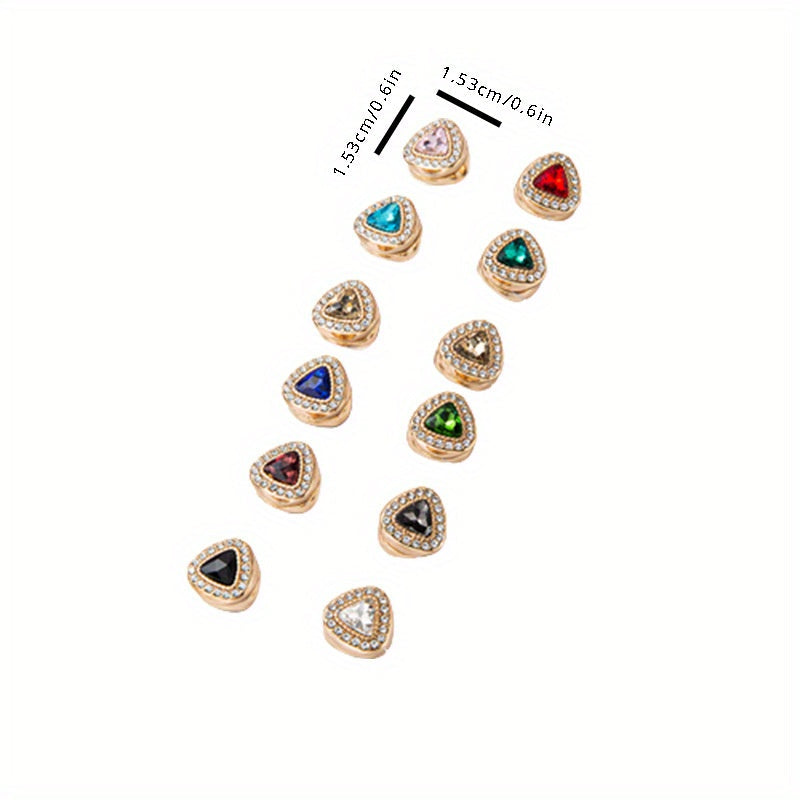 Colorful Heart-Shaped Magnetic Hijab Pins with Rhinestones Set of 12