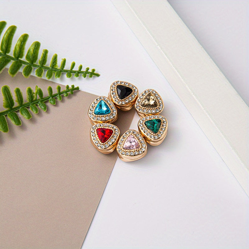 Rang-barang yurak shaklidagi magnitli hijab ignalari, rhinestones bilan, 12 ta to'plam