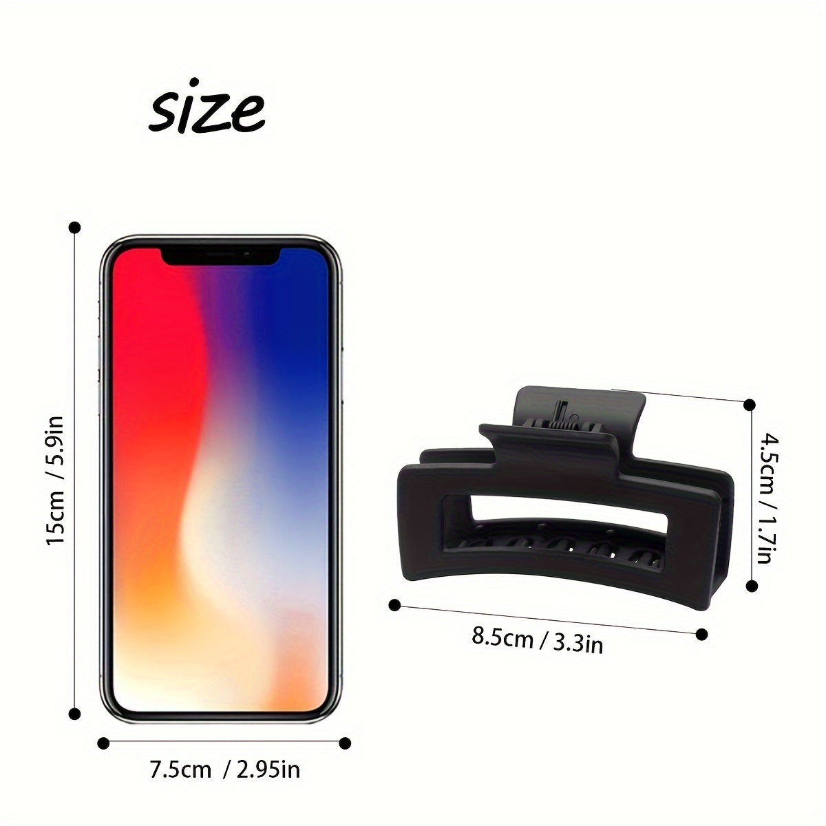 Women Frosted Solid Color Hair Claw Clips Large Rectangular Hair Grab Clips