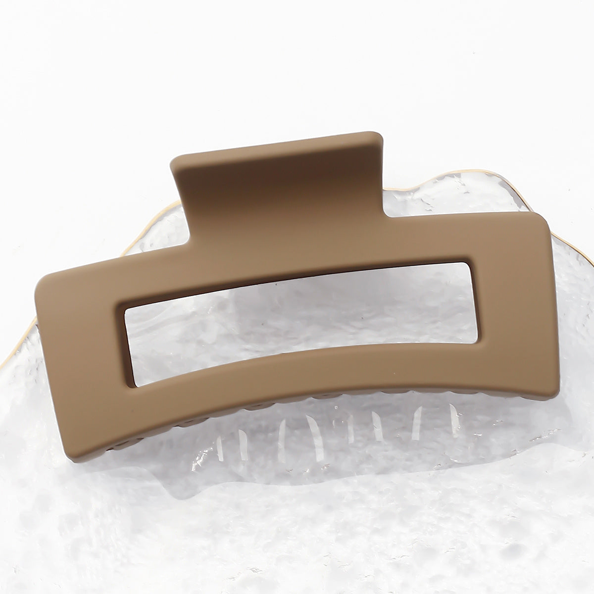 Women Frosted Solid Color Hair Claw Clips Large Rectangular Hair Grab Clips