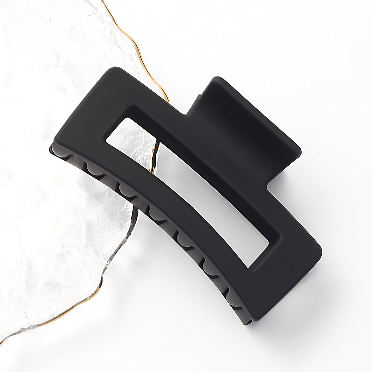 Women Frosted Solid Color Hair Claw Clips Large Rectangular Hair Grab Clips