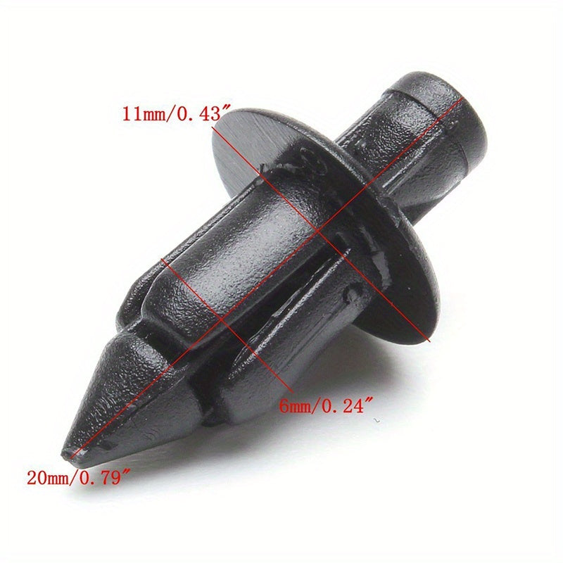 50Pcs Black 6mm Rivet Clips for Motorcycle Body Panel Fasteners