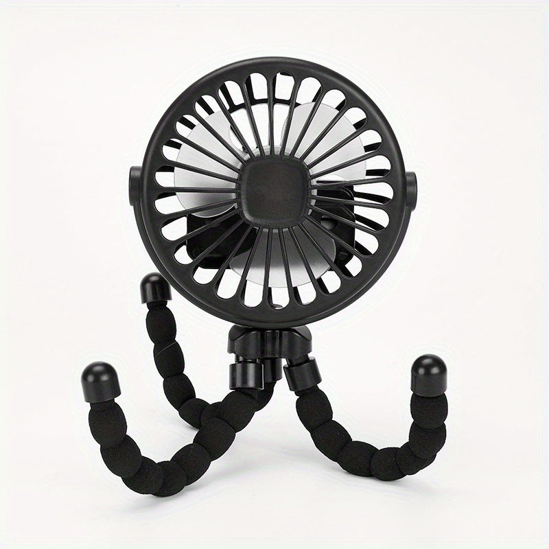 Mini Fan Portable Octopus USB Rechargeable 3-Speed Stand Hanger Necklace