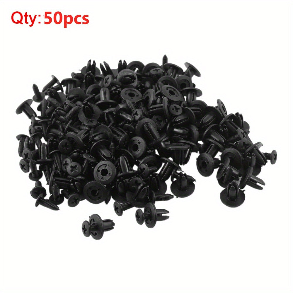 50pcs Black Plastic Rivet Fasteners for Car Door Trim Panel Clips