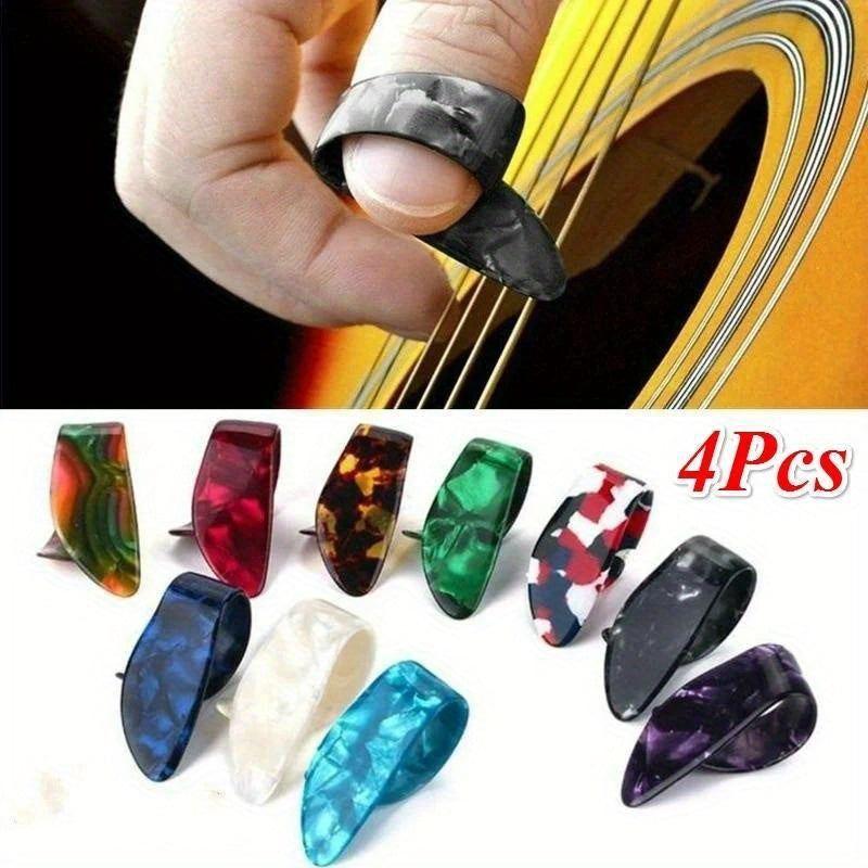 Set of 4 Celluloid Guitar Picks with Sheath for Acoustic and Electric Guitar
