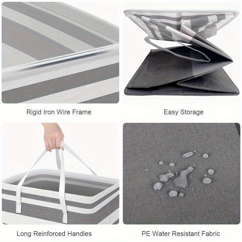 Large Capacity Laundry Hamper 75L Foldable Non-Woven Fabric Storage Basket Rectangular Clothes Organizer