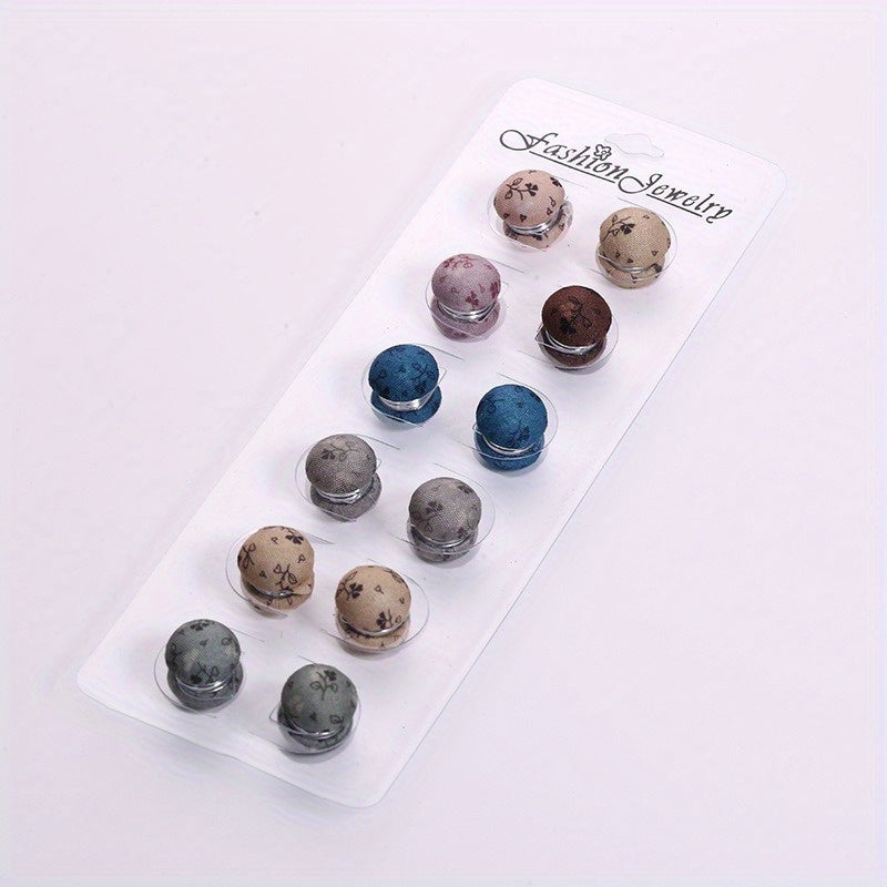 Set of 12 Fabric Magnetic Jewelry for Muslim Women with Flower Design and Shawl Buckle