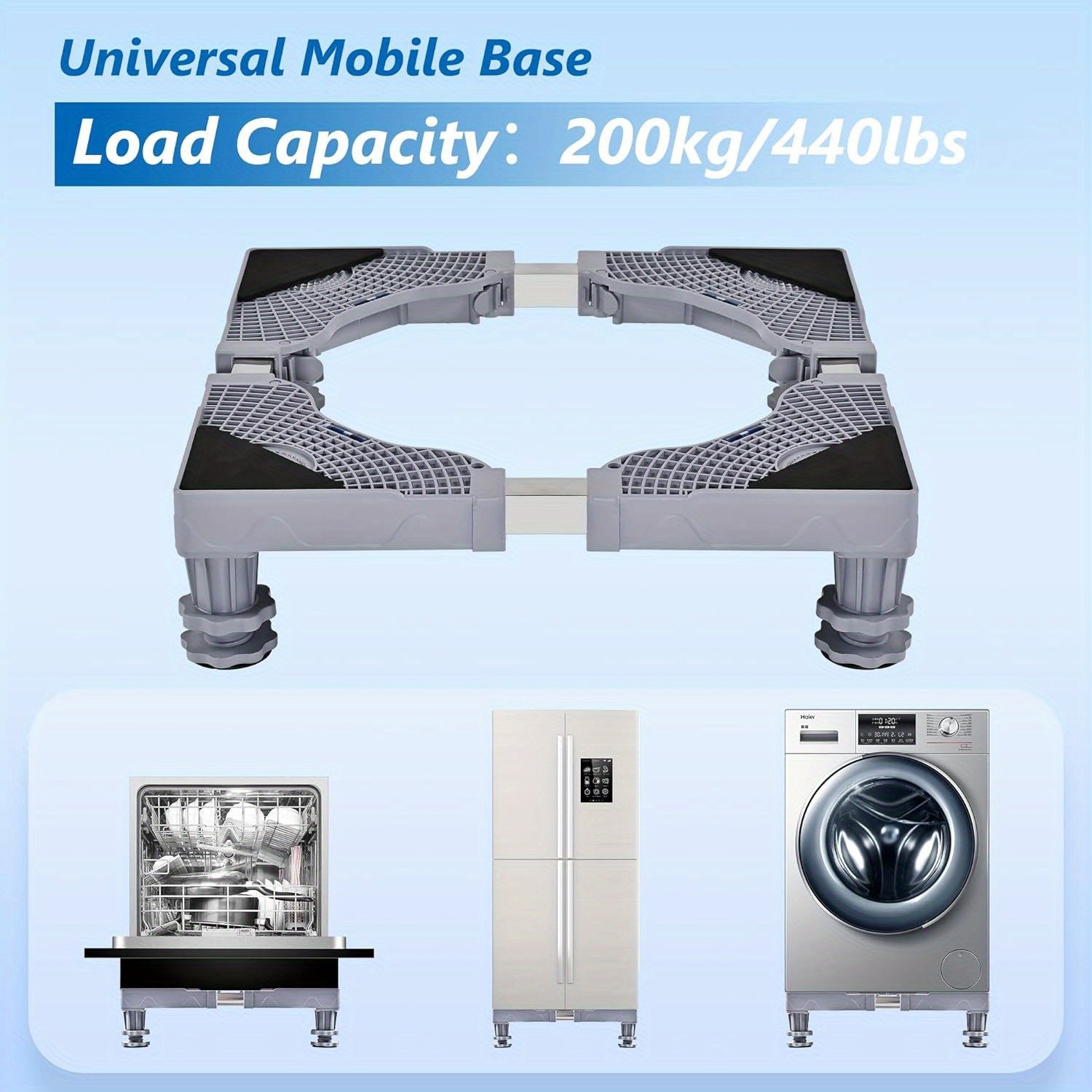 Adjustable Mini Fridge Stand with Four Feet Laundry Dryer Pedestal