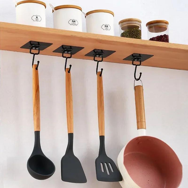 Ganchos de pared giratorios autoadhesivos impermeables para organización en cocina y baño