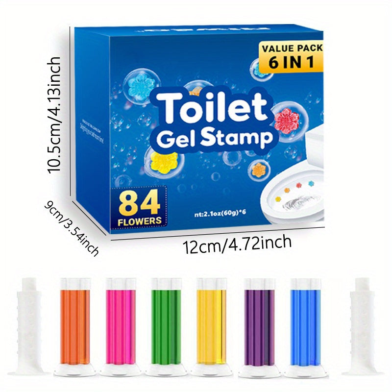 6pcs Toilet Bowl Cleaner Gel Stamps with Fresh Flower Scent Stops Limescale Stains Deodorizes