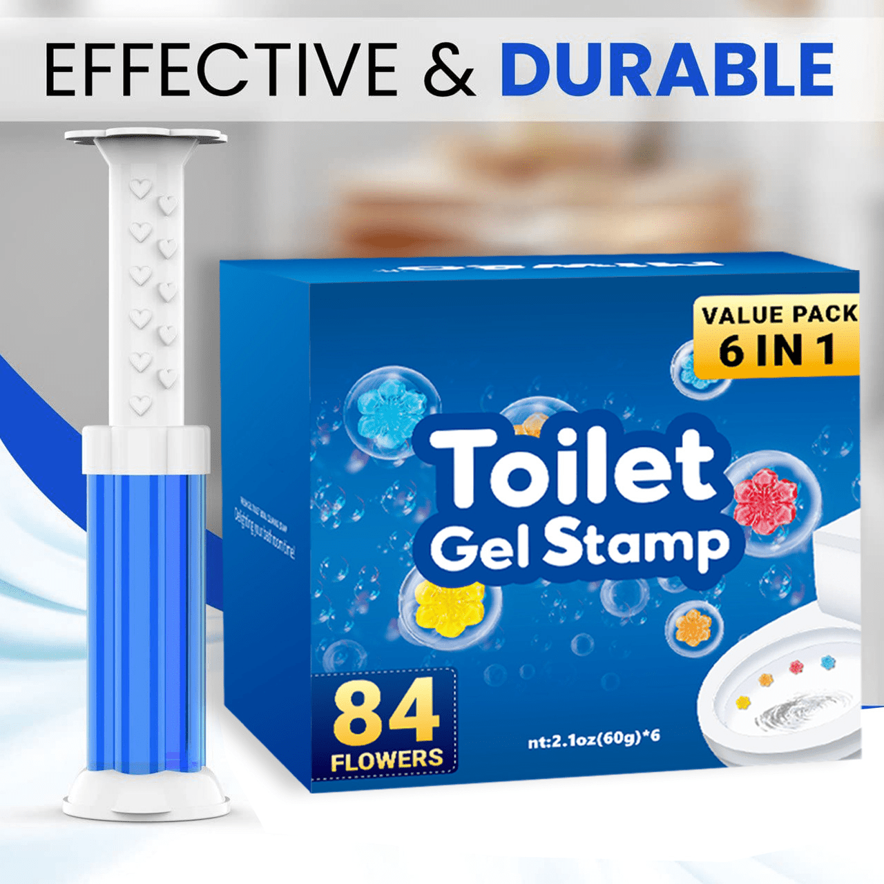 6pcs Toilet Bowl Cleaner Gel Stamps with Fresh Flower Scent Stops Limescale Stains Deodorizes