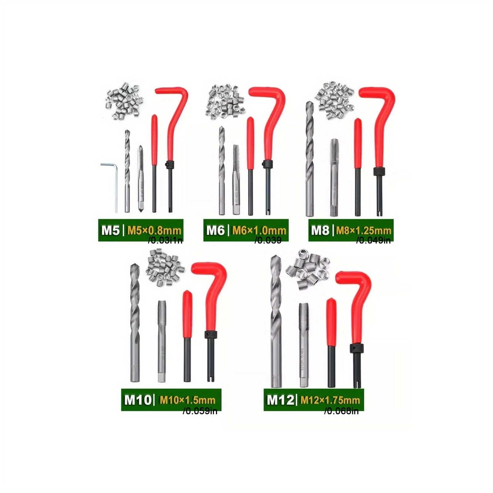Профессиональный набор для ремонта резьбы 131 шт. Высокоскоростная сталь Helicoil для металла