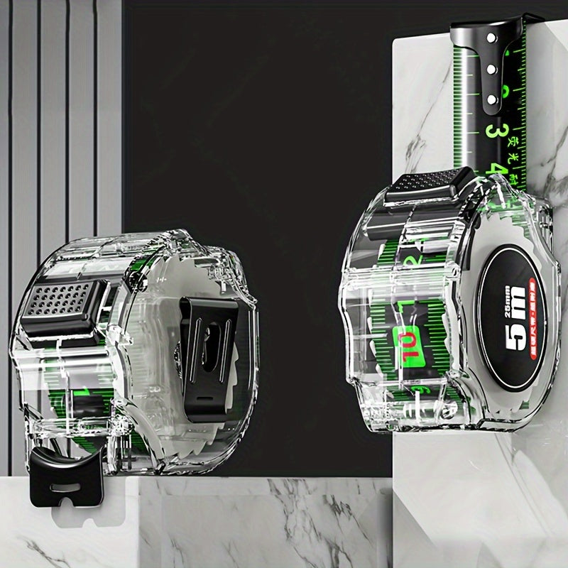 Self-Locking Steel Tape Measure 5m with 0.1mm Accuracy Laser Inkjet Code Clear View for Construction DIY