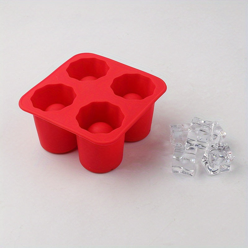 Silicone muz kubi shakli 4 bo'lakli qayta ishlatiladigan viski muz shakllari kokteyllar uchun
