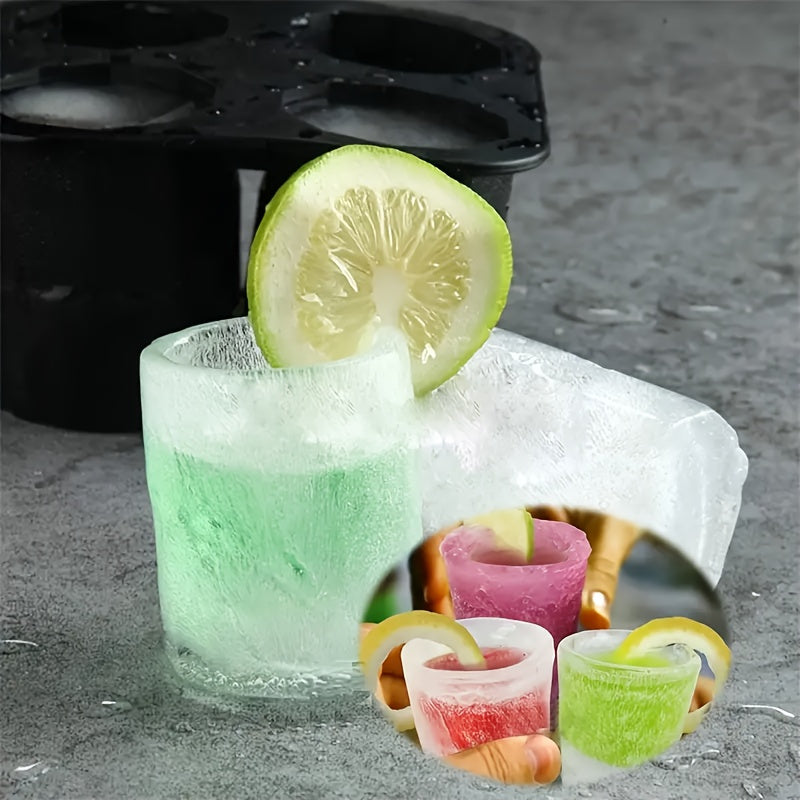 Silicone muz kubi shakli 4 bo'lakli qayta ishlatiladigan viski muz shakllari kokteyllar uchun