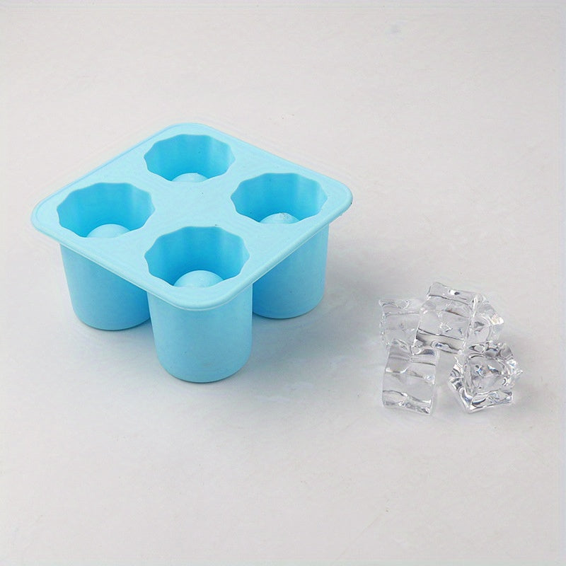 Silicone muz kubi shakli 4 bo'lakli qayta ishlatiladigan viski muz shakllari kokteyllar uchun