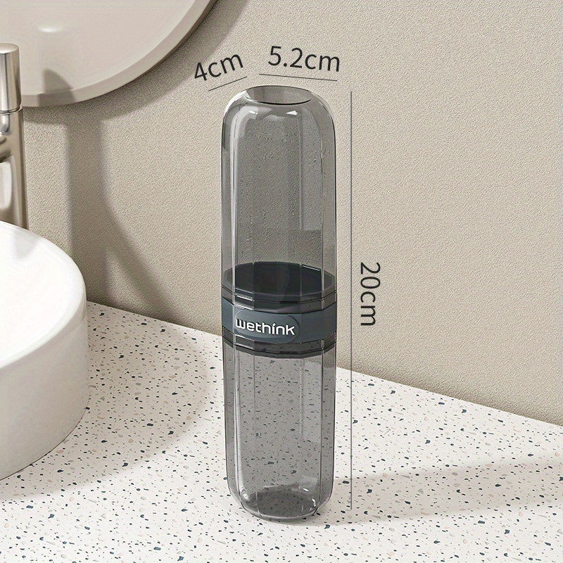 Portable Travel Mouthwash Cup and Toothbrush Case Transparent Wash Set